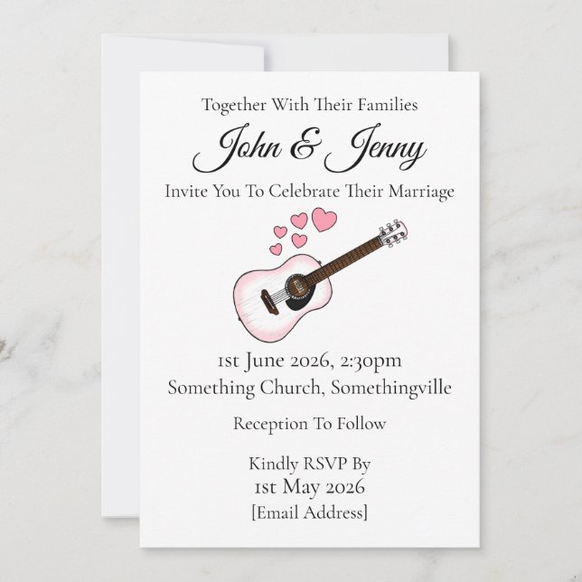 Acoustic Guitar Wedding Musician Inbjudningar (Framsida)