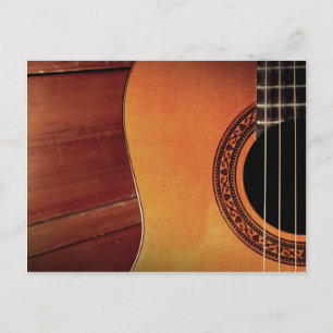 Acoustic Guitar wooden musikinstrument art Vykort
