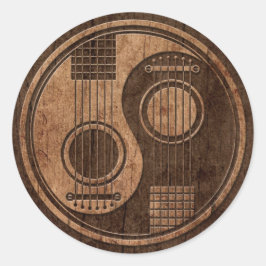 Acoustic Guitars Yin Yang med Wood Grain Effect Runt Klistermärke
