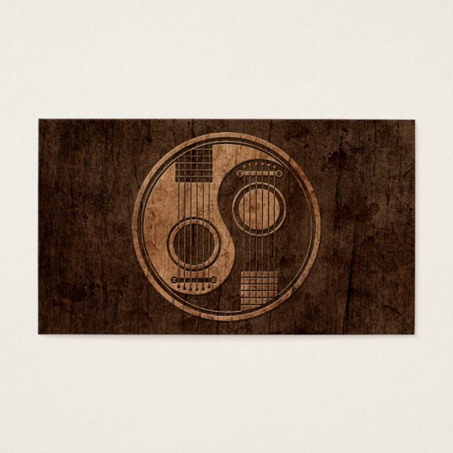 Acoustic Guitars Yin Yang med Wood Grain Effect Visitkort (Framsidan)