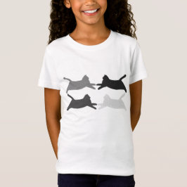 Acrobat Black Grått Silhouette Cats Tee Shirts