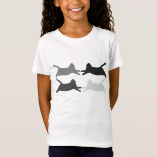 Acrobat Black Grått Silhouette Cats Tee Shirts