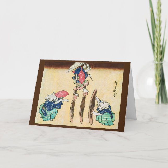 Acrobat Cat, Hiroshige, Ukiyo-e Kort (Framsida)