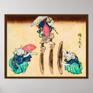Acrobat Cat, Hiroshige, Ukiyo-e Poster