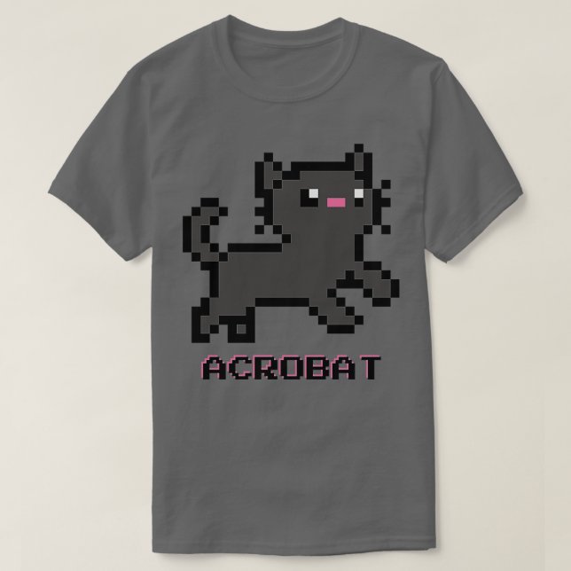 Acrobat Cat Mörk Grått TShirt T Shirt (Design framsida)