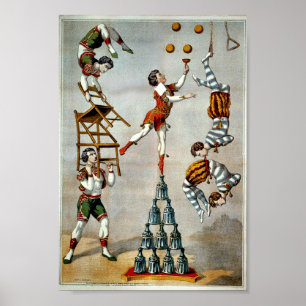 Acrobatic agera vintagecirkusaffischen poster