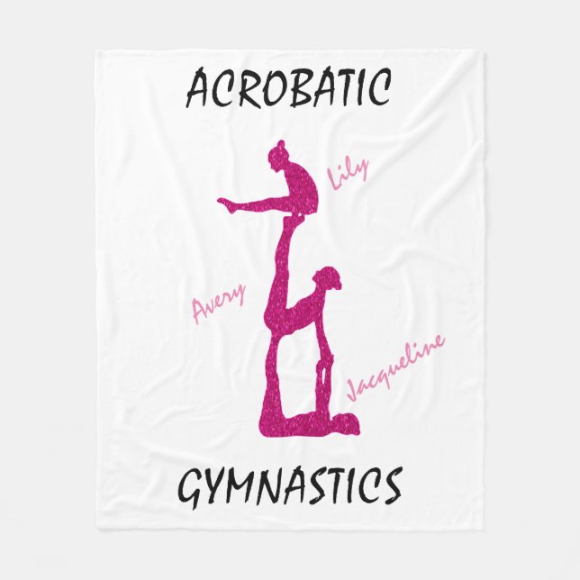 Acrobatic Gymnastics Blanket med upp till 3 namn! Fleecefilt (Framsidan)
