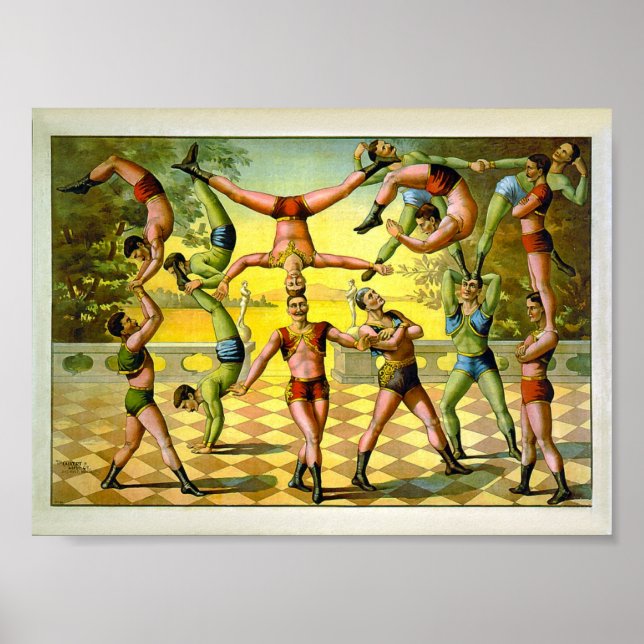 Acrobatics 1891 Vintage Circus Poster (Framsidan)