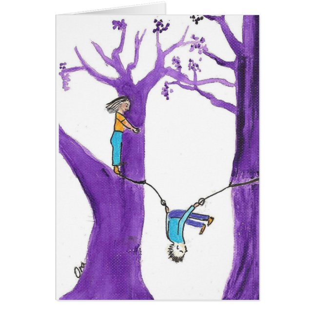 Acrobatics på två purpurfärgade träd OBS kort (Framsidan)