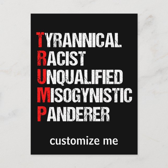 Acronym för antitrump-funktion vykort (Framsida)