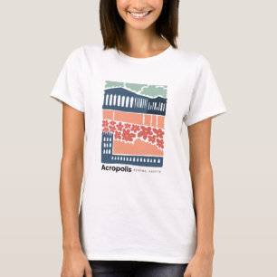 Acropolis Atens grekiska abstrakt resekonst blommi T Shirt