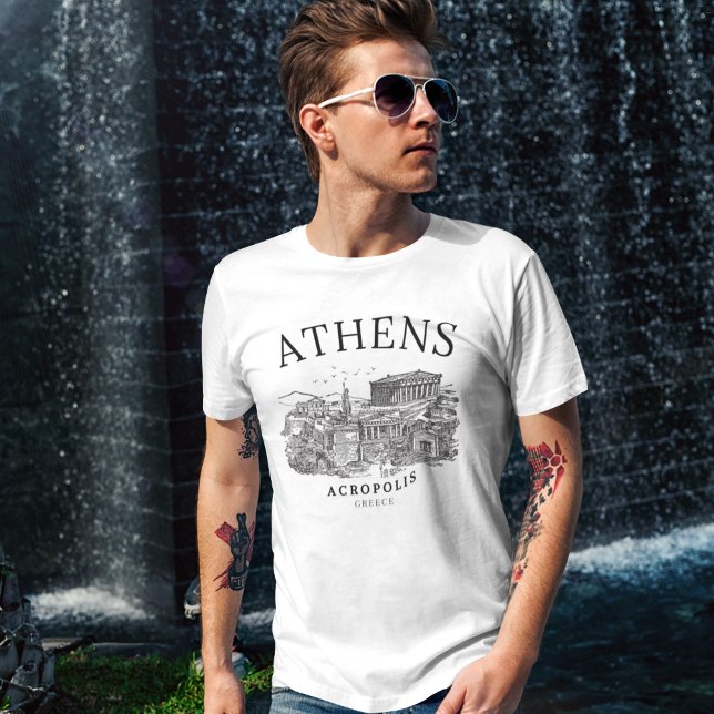 Acropolis Athens Grecce Vintage Land Scape T Shirt (Skapare uppladdad)