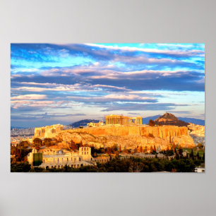 Acropolis av Athens Poster