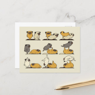 Acroyoga with Pug Fransk Bulldog Älskare Meddelande Vykort