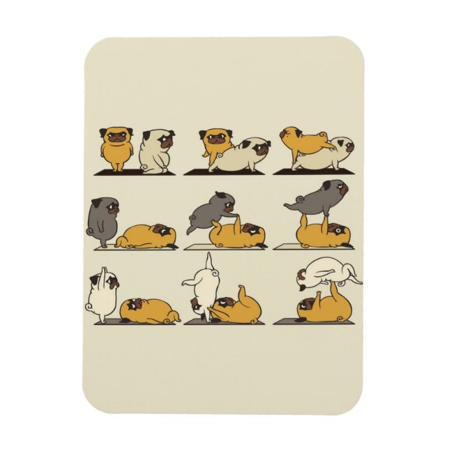 Acroyoga with Pug Pose Yoga Magnet (Vertikal)