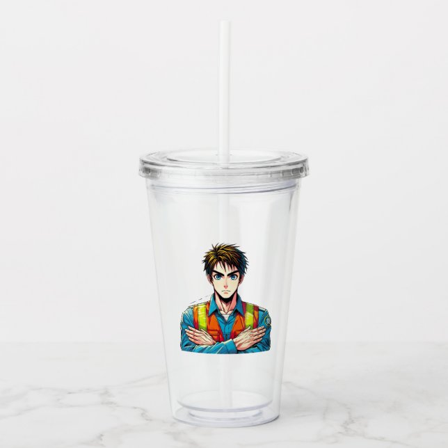 Acryl-Trinkbecher mit Manga-Sicherheitsfachmann Take Away Mugg (Framsida)