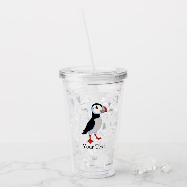 Acryl Tumblers för Cute Puffin Design Take Away Mugg (Framsida Ice)