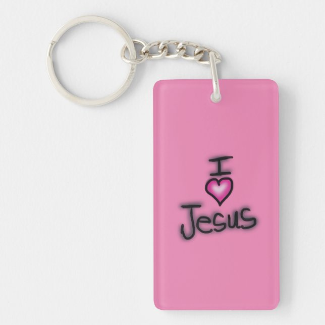 Acrylic Keychain I Love Jesus I Heart Jesus (Framsidan)
