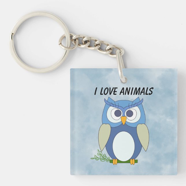 Acrylic Keychain med söt liten Uggla (Framsidan)