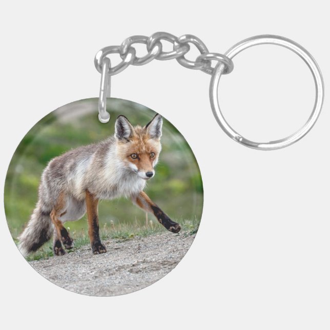 Acrylic Keychain med unik Fox-design (Vänster Baksida)