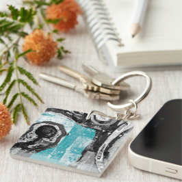 Acrylic Keychain – Surface Current Abstract Flow
