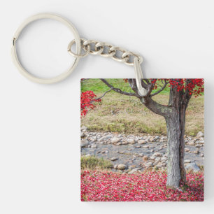 Acrylic Keychain Träd, röd höst