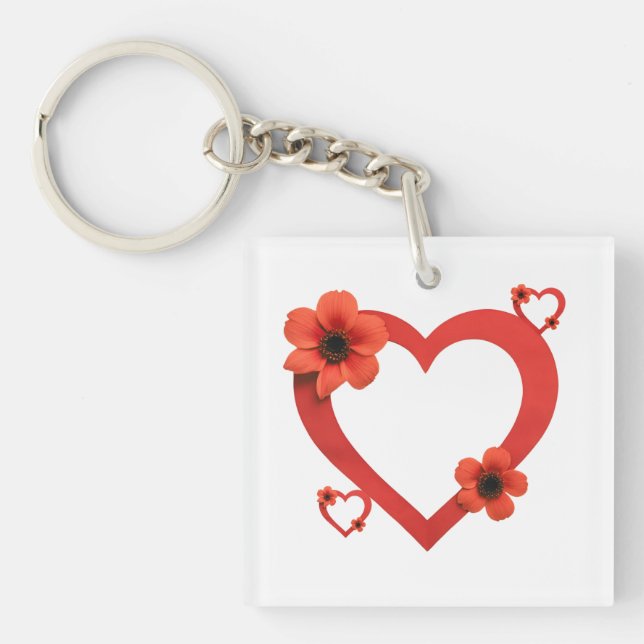 Acrylic Keychain with Red Heart – Minimalist Style (Framsidan)