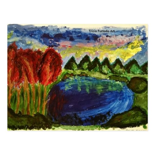 Acrylic landscape postcard vykort