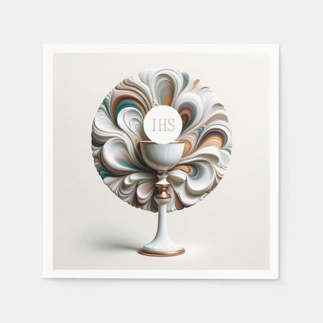 Acrylic Pour Communion Host and Chalice Pappersservett (Framsidan)