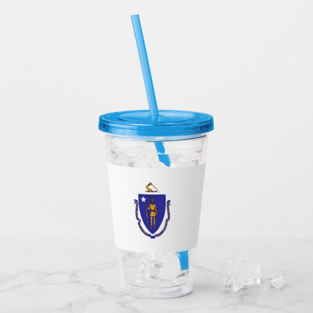 Acrylic Tumbler med flagga av Massachusetts Take Away Mugg (Framsida Ice)