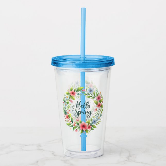 Acrylic Tumbler-Spring Floral Drinkware Take Away Mugg (Framsida)