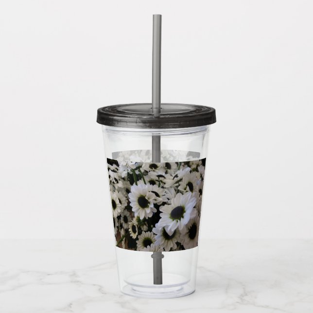 Acrylic Tumblers - Black & White Daisy Take Away Mugg (Framsida)