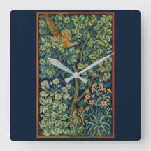 ACRYLIC WALLCLOCK : WILLIAM MORRIS : PHEASANT