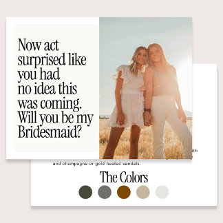 Act Surprised Funny Retro Photo Be My Bridesmaid P Vykort