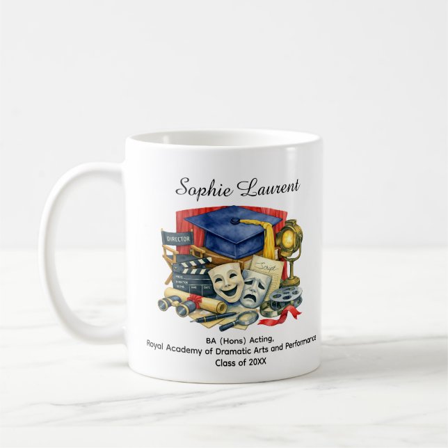 🎓Acting Graduate Custom Name & Degree Kaffemugg (Vänster)