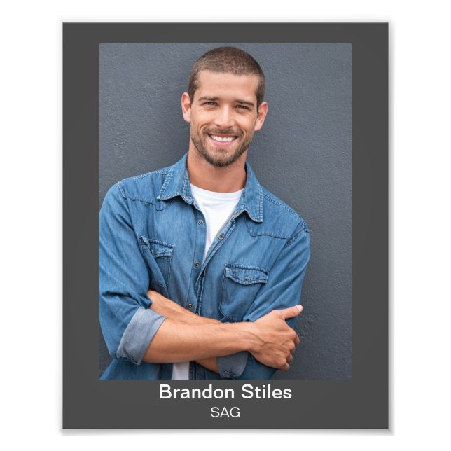 Acting Headshot for Actors 8x10 Double Text Photo Fototryck (Framsidan)