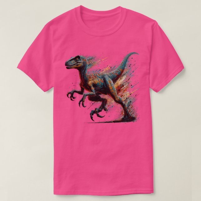 Action Art Velociraptor TShirt T Shirt (Design framsida)