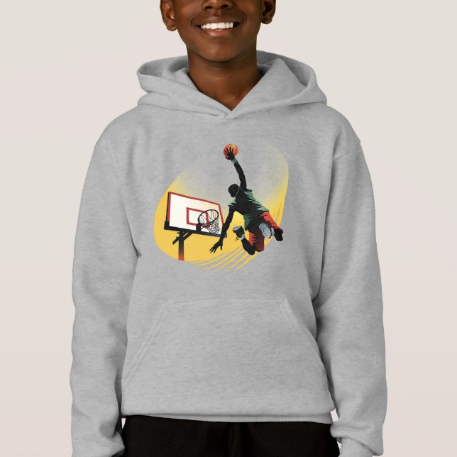 Action Basketball Boy's Hoodie T Shirt (Framsida)