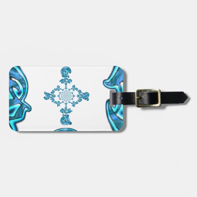 Action Cyan Teal Abstrakt Graffiti Art-utskrift Bagagebricka (Horisontell Framsida)