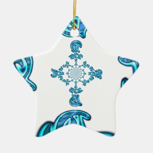 Action Cyan Teal Abstrakt Graffiti Art-utskrift Julgransprydnad Keramik (Framsidan)