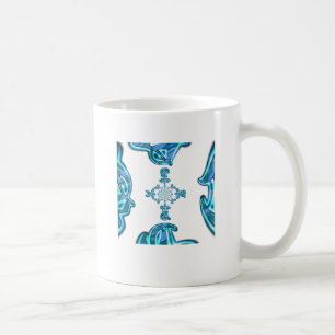 Action Cyan Teal Abstrakt Graffiti Art-utskrift Kaffemugg