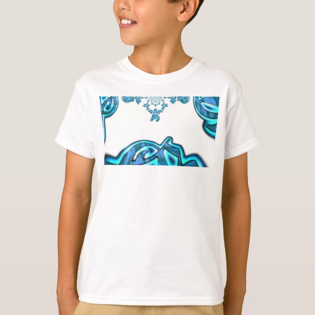 Action Cyan Teal Abstrakt Graffiti Art-utskrift T Shirt (Framsida)