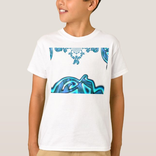 Action Cyan Teal Abstrakt Graffiti Art-utskrift T Shirt (Framsida)
