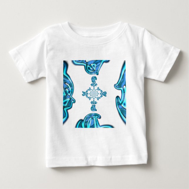 Action Cyan Teal Abstrakt Graffiti Art-utskrift Tee (Framsida)
