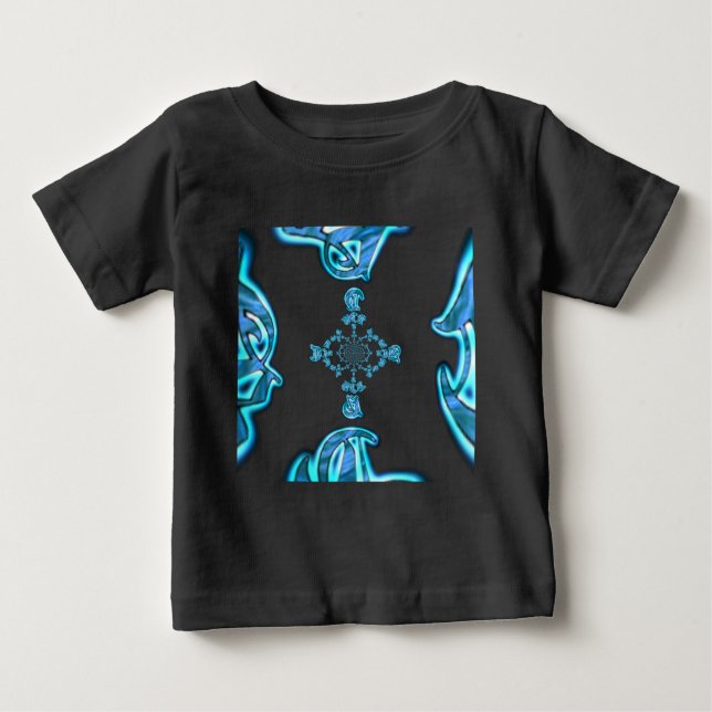 Action Cyan Teal Abstrakt Graffiti Art-utskrift Tee (Framsida)