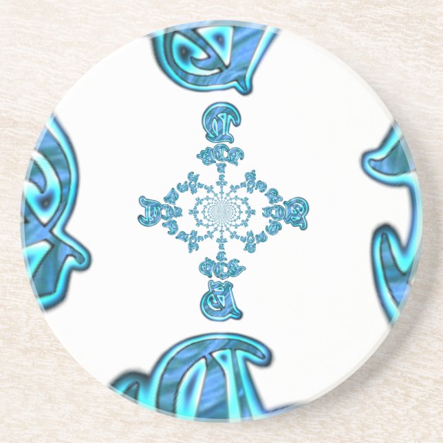 Action Cyan Teal Abstrakt Graffiti Art-utskrift Underlägg (Framsidan)