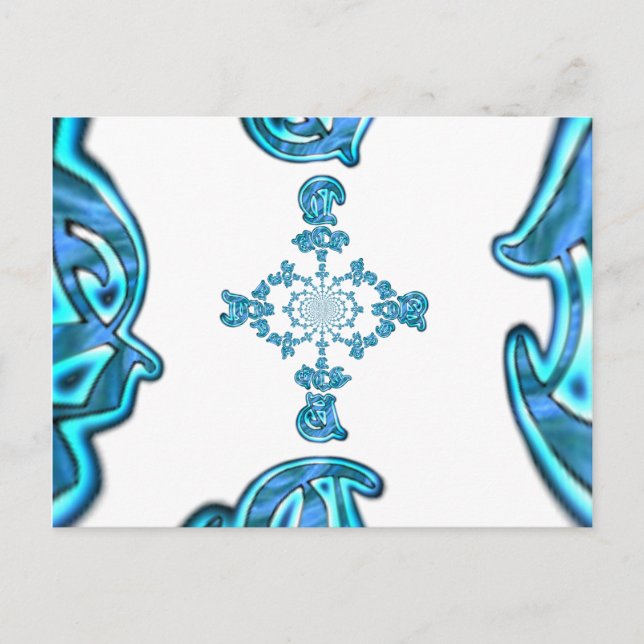 Action Cyan Teal Abstrakt Graffiti Art-utskrift Vykort (Framsida)