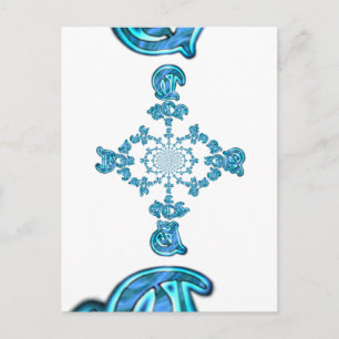 Action Cyan Teal Abstrakt Graffiti Art-utskrift Vykort