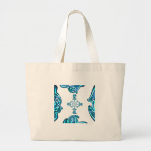 Action Cyan Teal Abstrakt Graffiti Konsttryck Jumbo Tygkasse