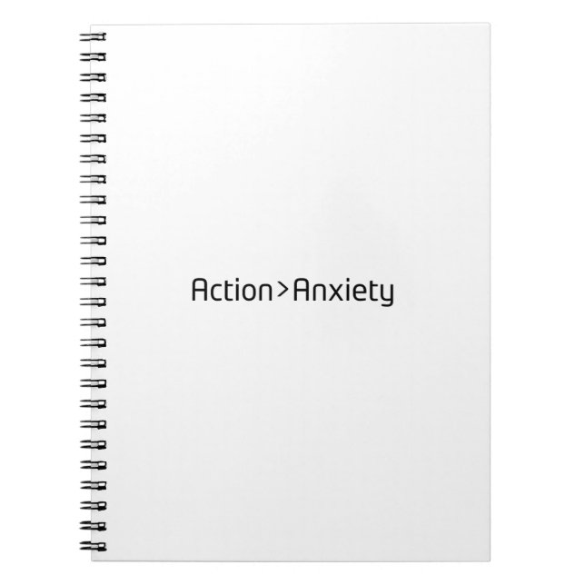 Action Over Anxiety Minimalist Spiral Notebook Anteckningsbok (Framsidan)